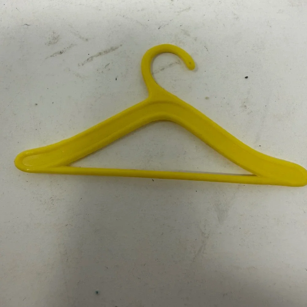 Vintage Yellow Plastic Miniature Doll Clothes Hanger 3.25 Inch Accessory